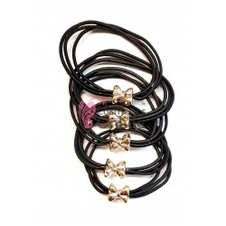 Elastice pentru codite Cod EL025AA, set 5 bucati Negre cu Fundita Aurie